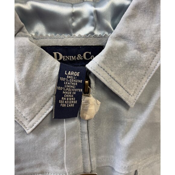 Denim & Co. Women’s Leather Waist Jacket Sz L New w/Tags Zip Front Blue - Picture 5 of 7